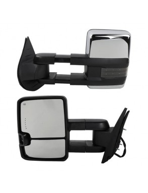 Power Heated Chrome Towing Mirrors for 07-13 Chevy Tahoe LED Signal & Backup Lamp