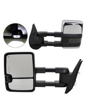 Power Heated Chrome Towing Mirrors for 07-13 Chevy Tahoe LED Signal & Backup Lamp